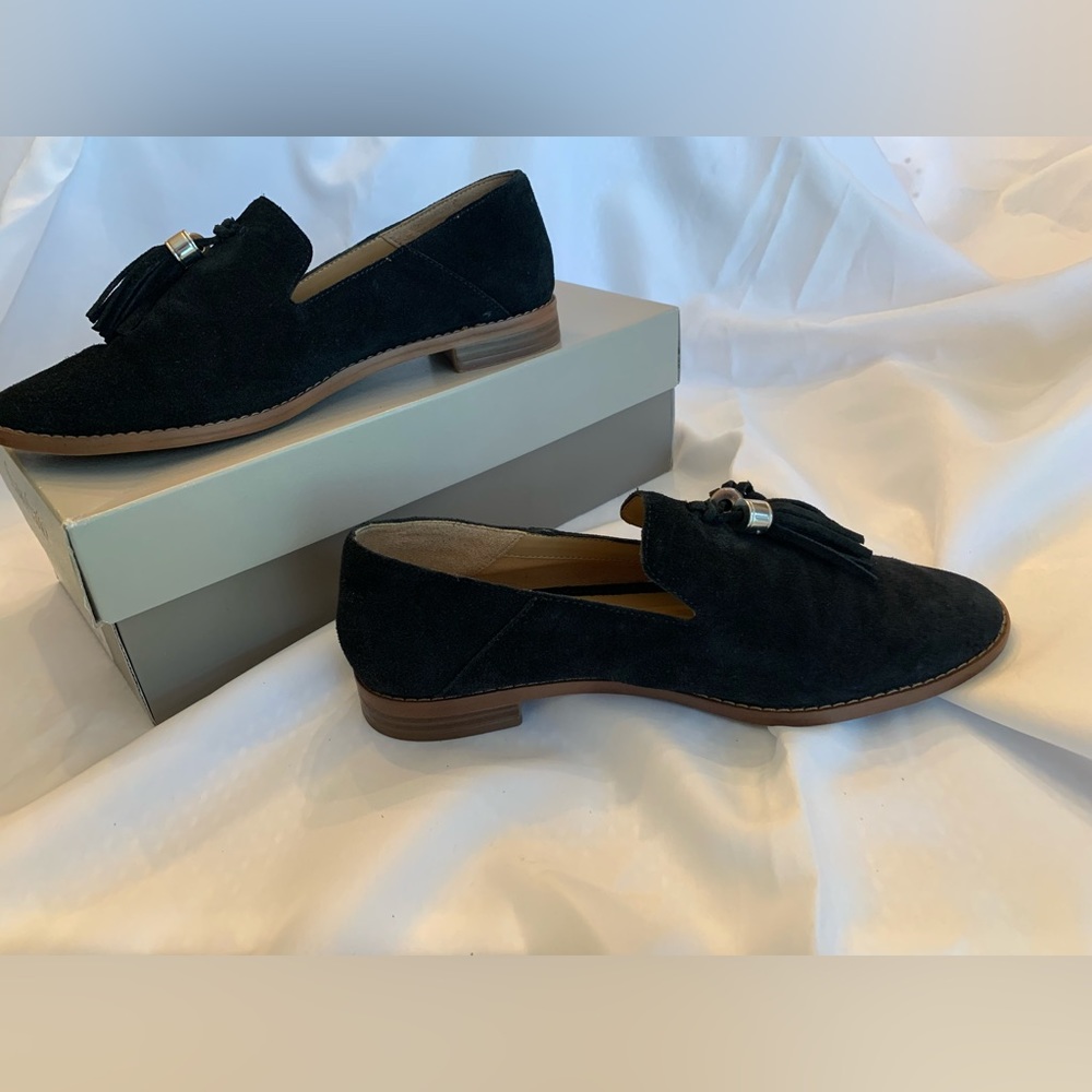 Franco Sarto Hadden Black Suede Tassel Loafer Size 8 M